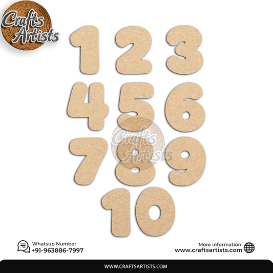Decorative MDF Numbers Set | Laser Cutout Number Plain Base Design-6