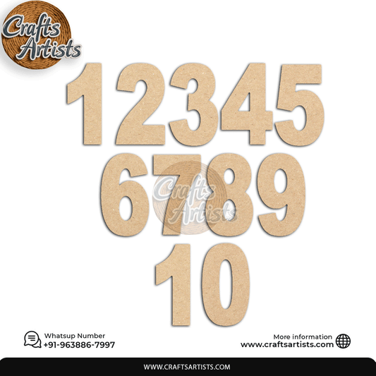 Decorative MDF Numbers Set | Laser Cutout Number Plain Base Design-7