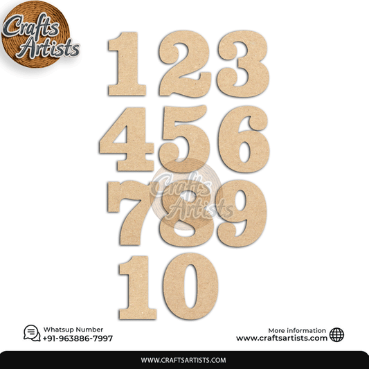 Decorative MDF Numbers Set | Laser Cutout Number Plain Base Design-8