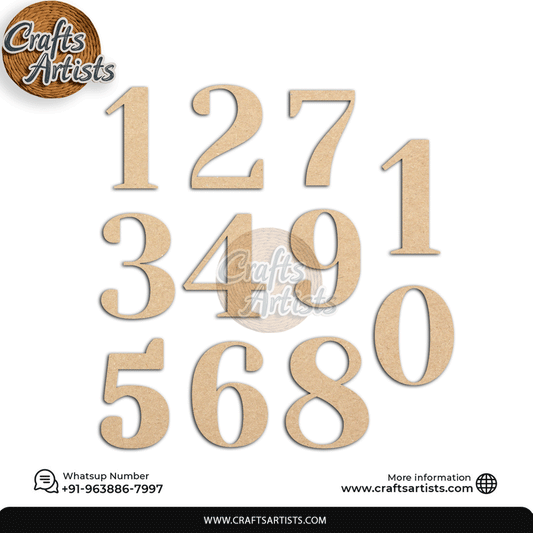 Decorative MDF Numbers Set | Laser Cutout Number Plain Base Design-9