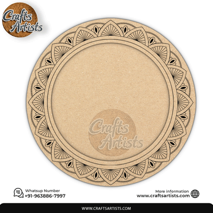 Decorative  Pooja Thali Premarked MDF Base  Laser Cut Design-3