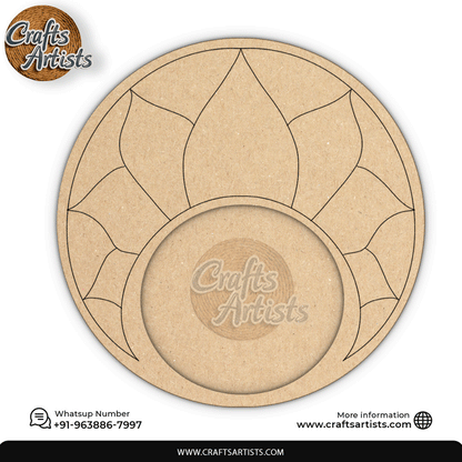 Decorative  Pooja Thali Premarked MDF Base  Laser Cut Design-5