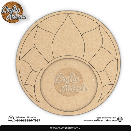 Decorative  Pooja Thali Premarked MDF Base  Laser Cut Design-5