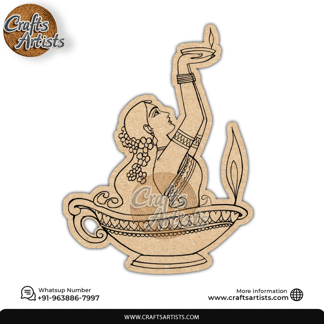 Diya Woman  Premarked MDF Laser Cutouts Base | Design-16