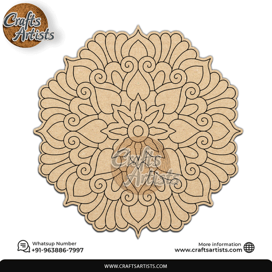 Engraved Mandala Decorative MDF Laser Cut Premarked Base | Design-13
