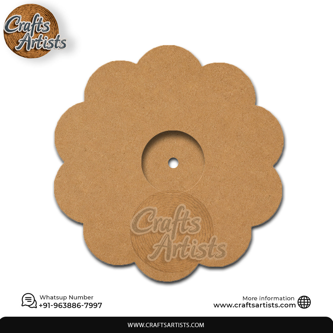 Scalloped Flower Round  MDF HDF Clock Base | Sharp Edge | Waterproof Art & Craft Board | 6mm, 8mm, 12mm & 18mm