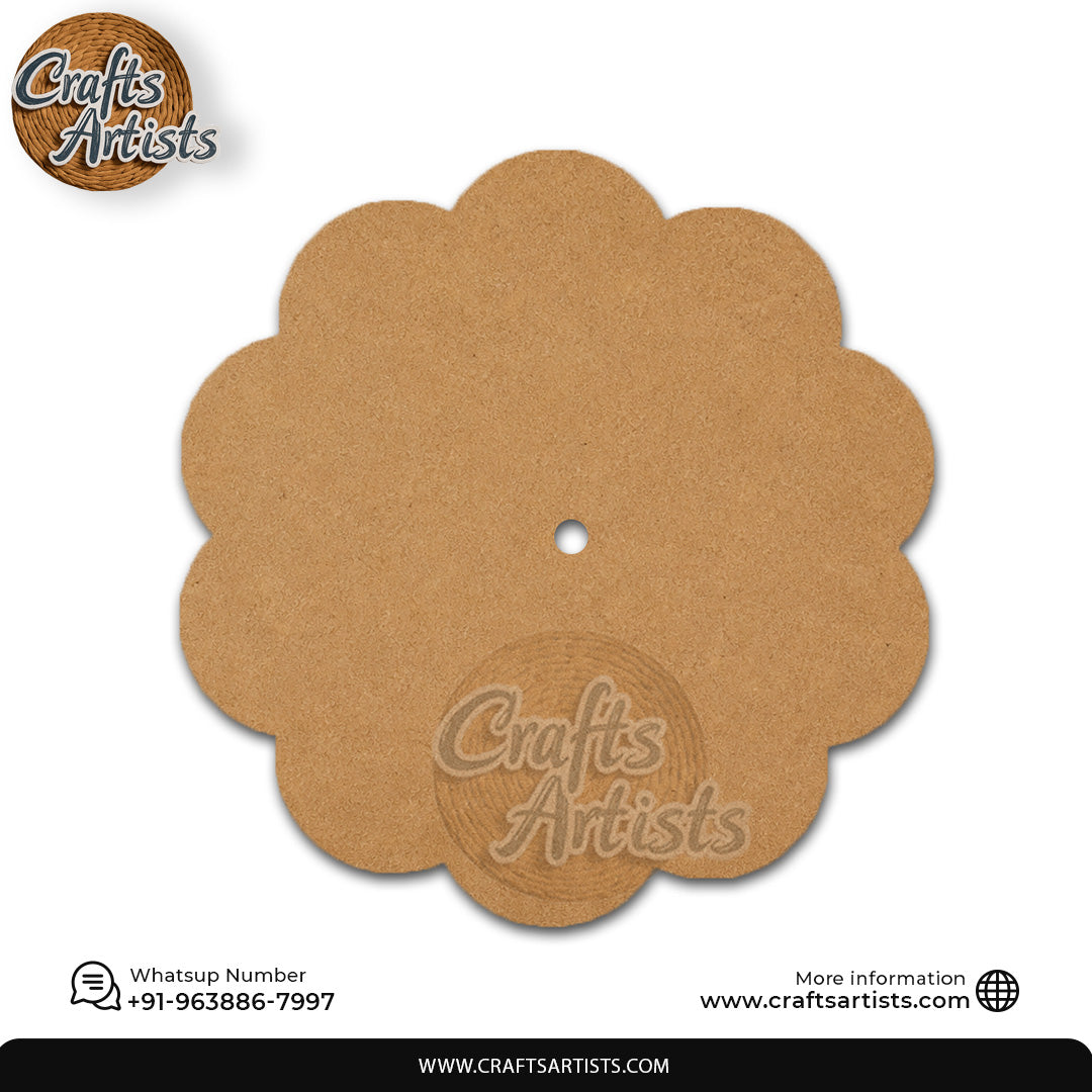 Scalloped Flower Round  MDF HDF Clock Base | Sharp Edge | Waterproof Art & Craft Board | 6mm, 8mm, 12mm & 18mm