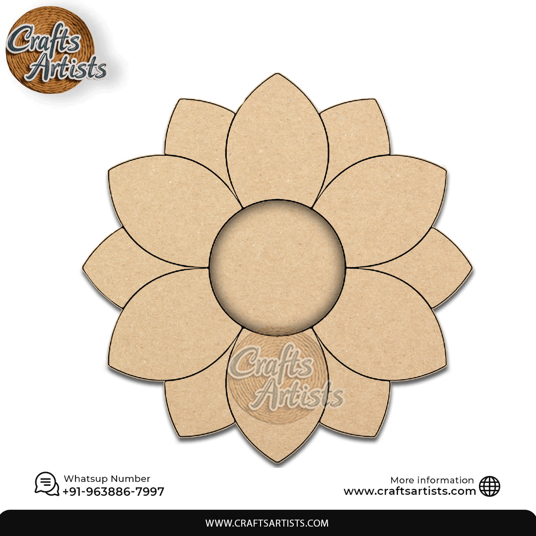 Flower Premarked Laser-Cut 2-Layer MDF  Base Light Holder – Design 13