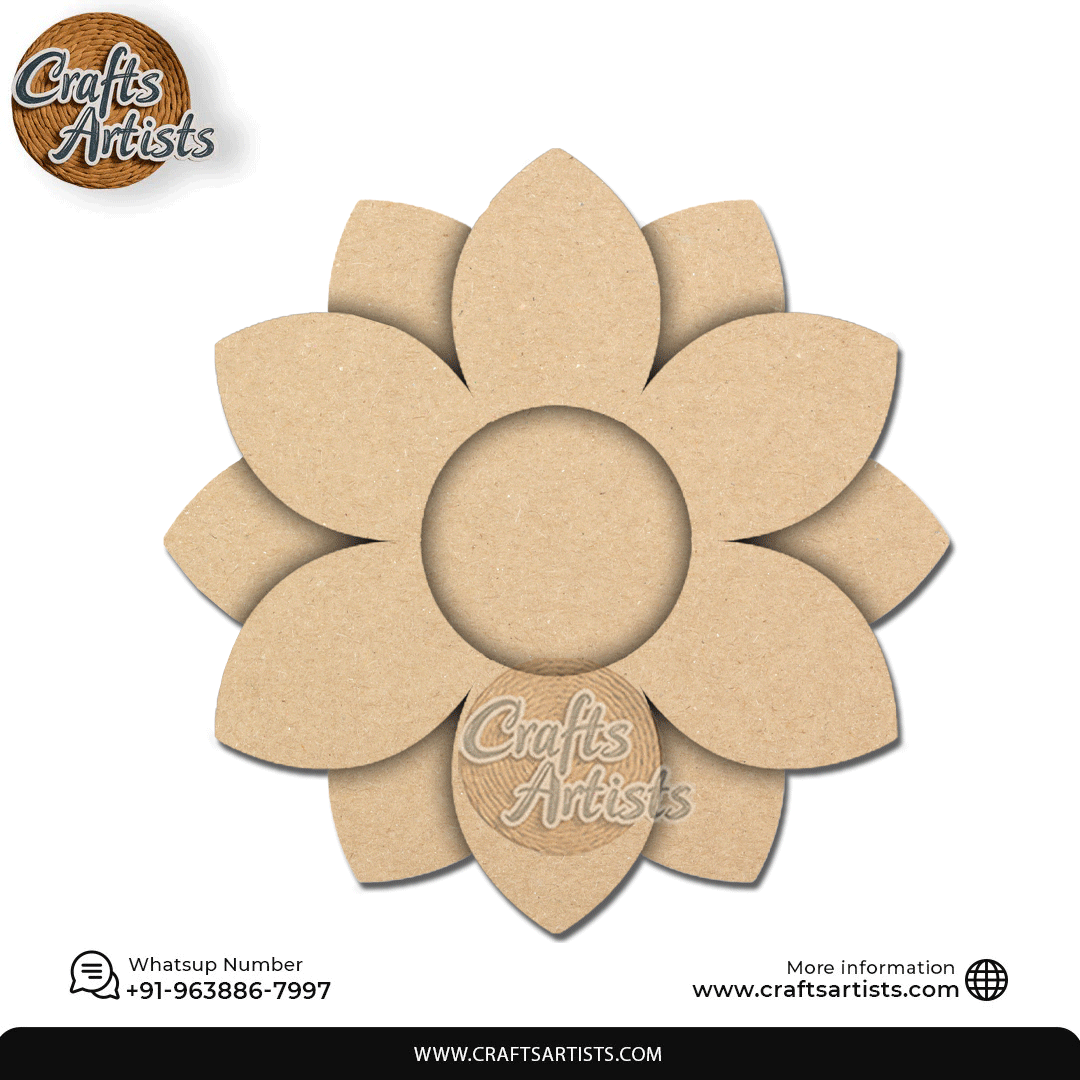 Flower Laser-Cut 2-Layer MDF Plain Base Light Holder – Design 7