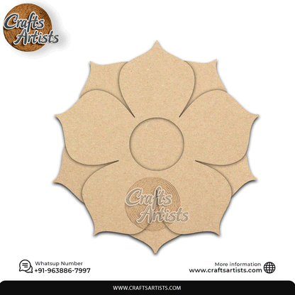 Flower Laser-Cut 2-Layer MDF Plain Base Light Holder – Design 3