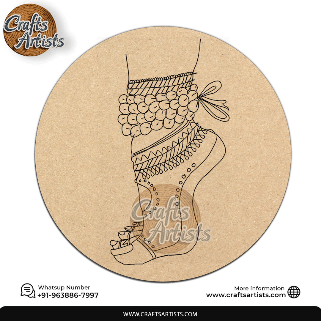 Ghungharu Decorative MDF Laser Cut Premarked Base | Design-14