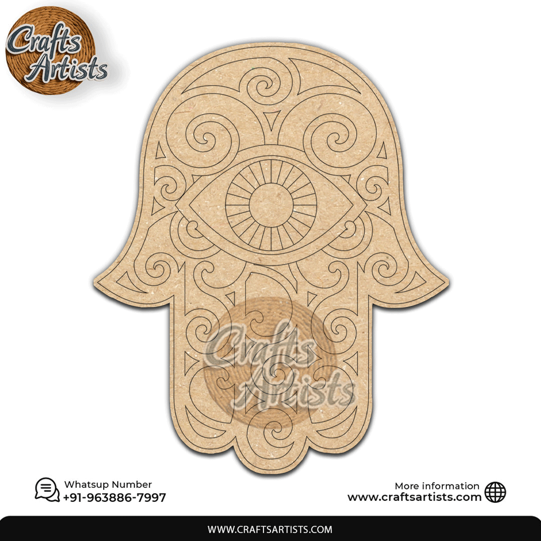 Hamsa Hand Premarked MDF Laser Cutouts Base | Design-26
