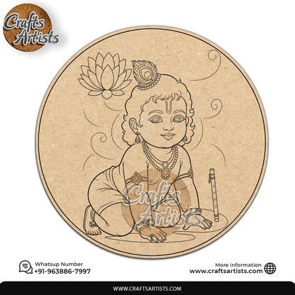 Krishna  Decorative MDF Laser Cut Premarked Base | Design-4