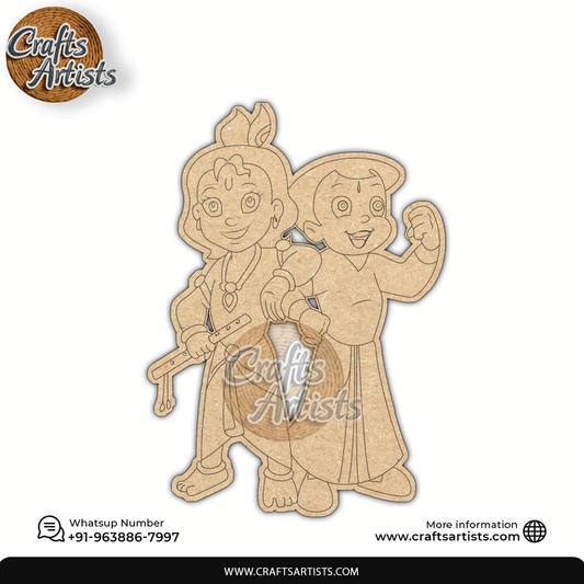 Krisna chota Bheem Premarked MDF Laser Cutouts Base | Design-4