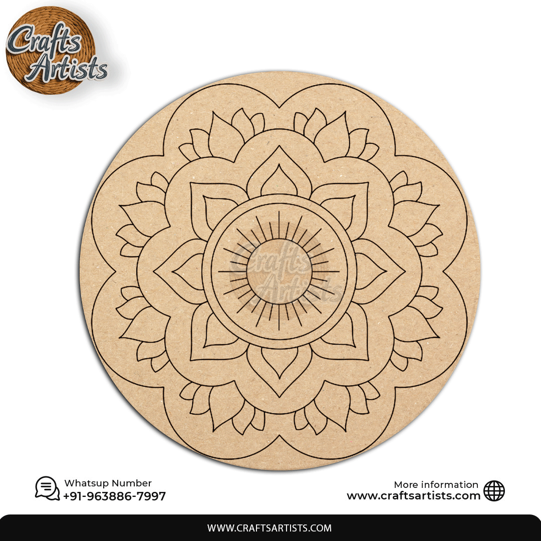 Lippan Premarked Round MDF Laser | Premium Art-Craft Base | Design 10