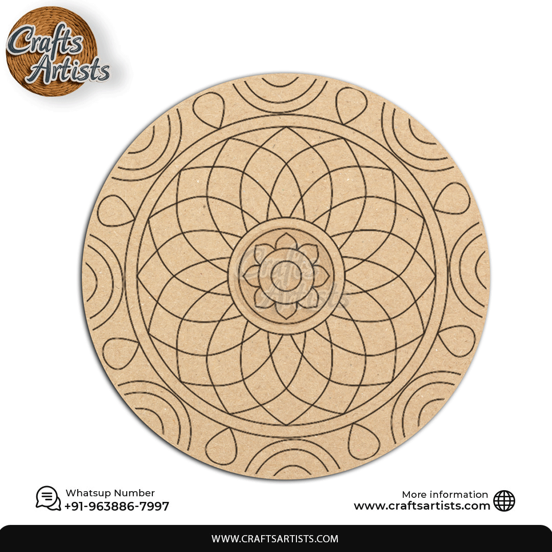 Lippan Premarked Round MDF Laser | Premium Art-Craft Base | Design 12