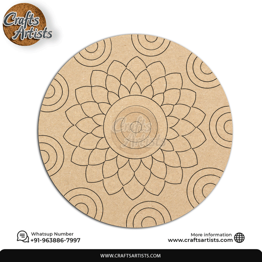 Lippan Premarked Round MDF Laser | Premium Art-Craft Base | Design 3
