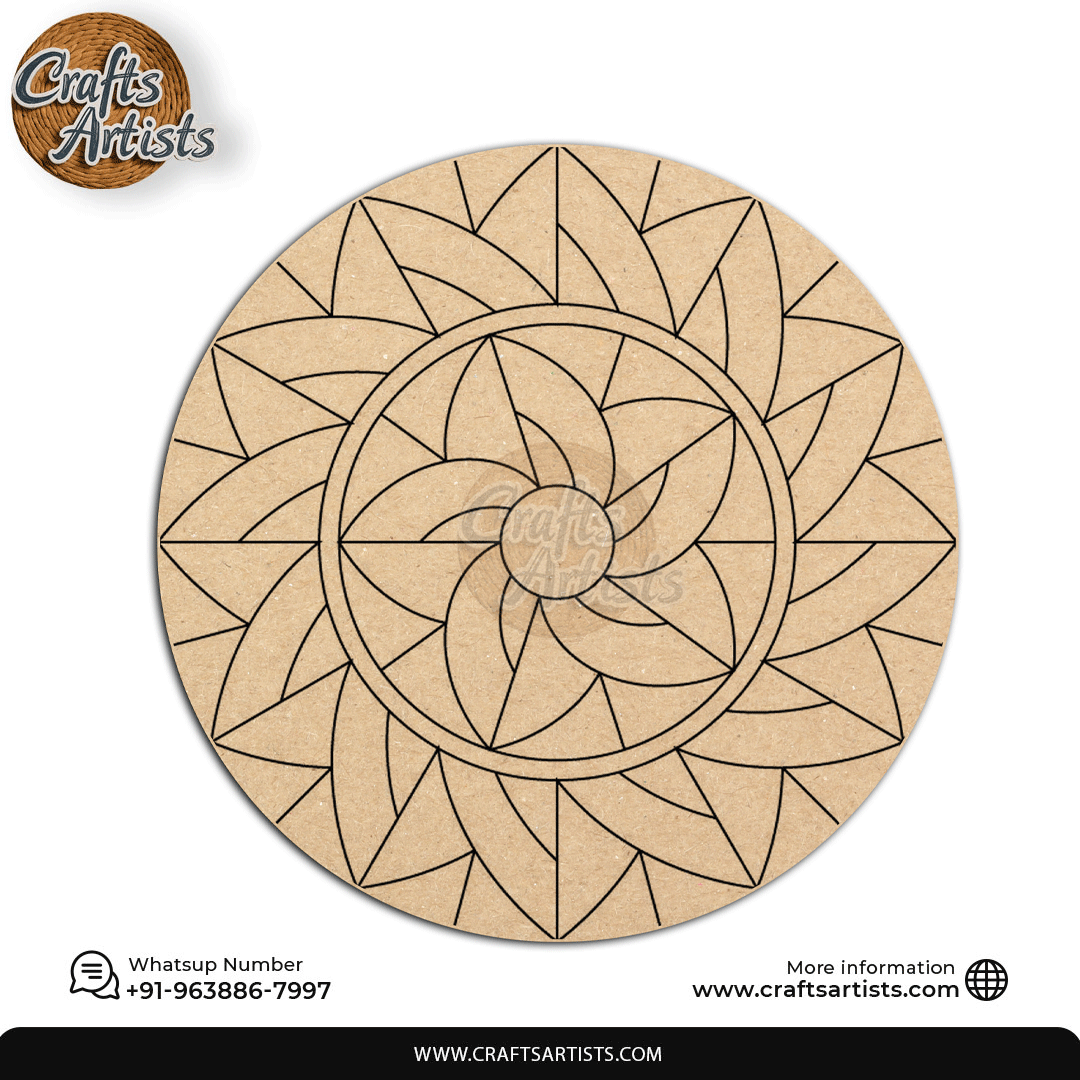 Lippan Premarked Round MDF Laser | Premium Art-Craft Base | Design 6