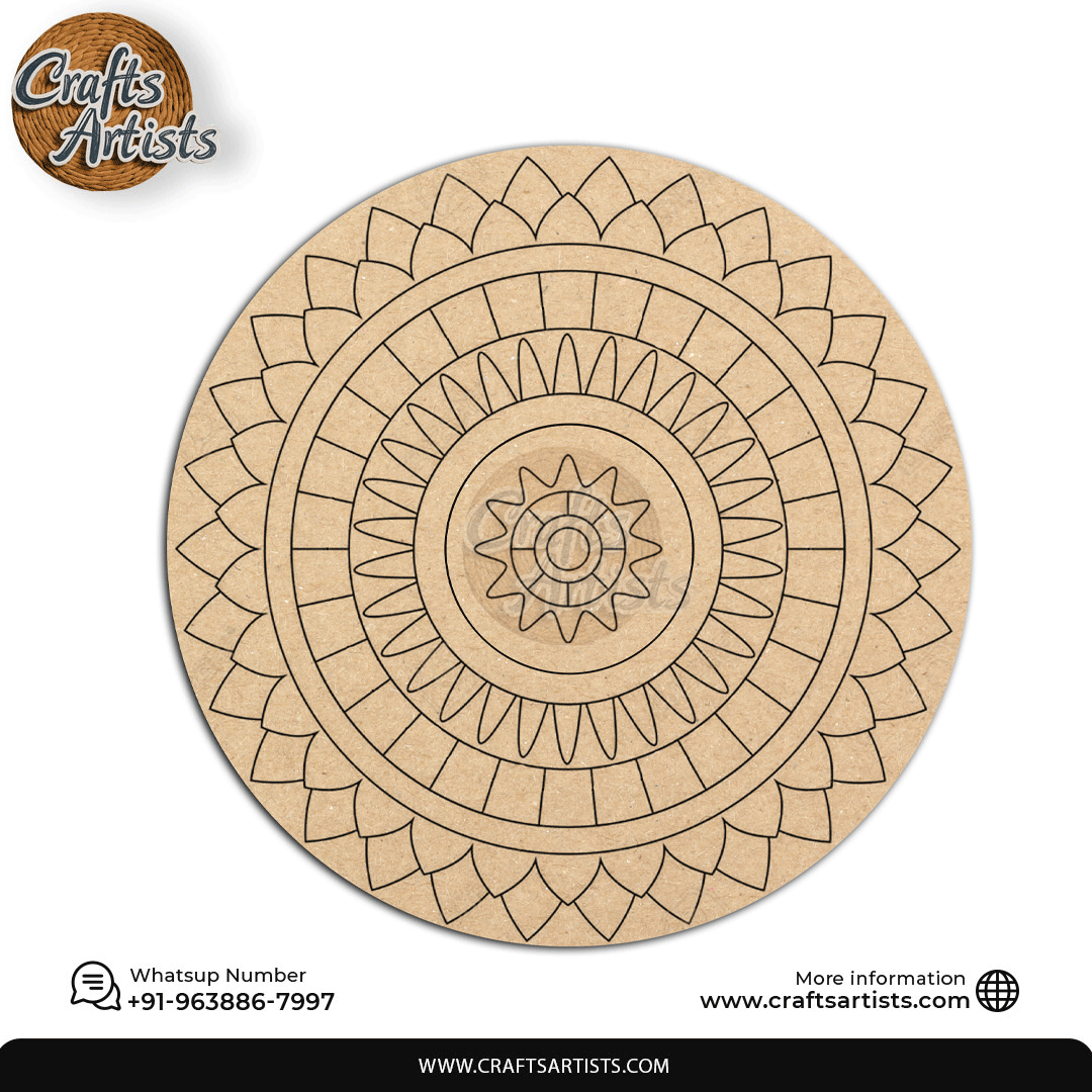 Lippan Premarked Round MDF Laser | Premium Art-Craft Base | Design 7