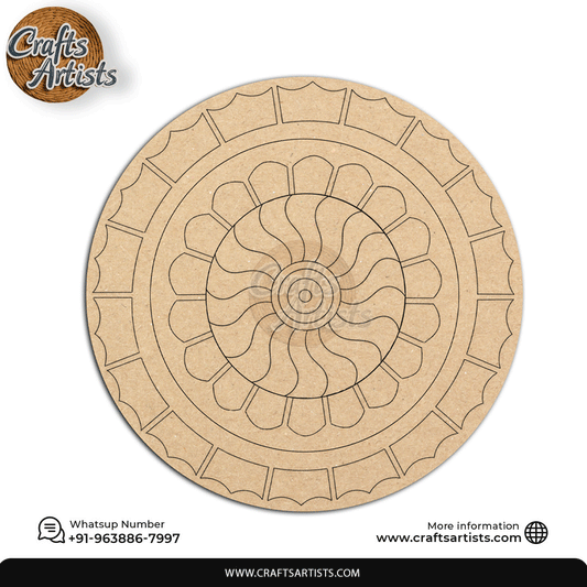 Lippan Premarked Round MDF Laser | Premium Art-Craft Base | Design 8