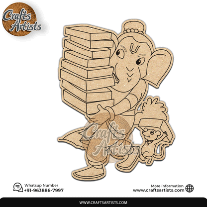 Little Ganesha And Mooshak Premarked MDF Laser Cutouts Base | Design-24