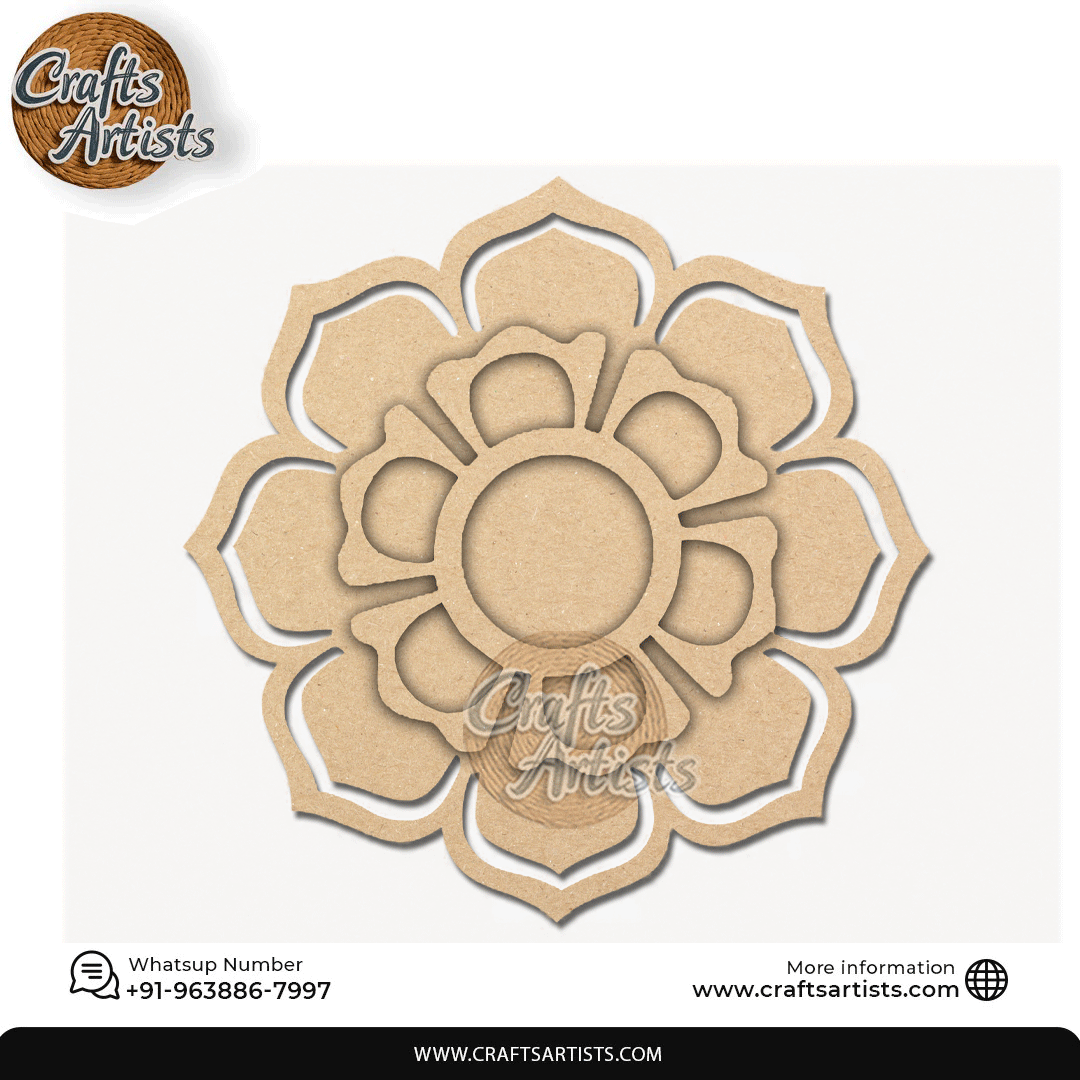 Lotus Flower Laser-Cut 2-Layer MDF Plain Base Light Holder – Design 10