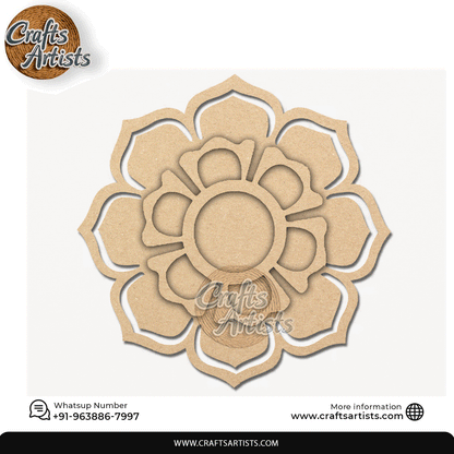 Lotus Flower Laser-Cut 2-Layer MDF Plain Base Light Holder – Design 10
