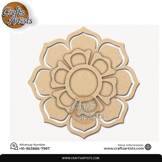 Lotus Flower Laser-Cut 2-Layer MDF Plain Base Light Holder – Design 10