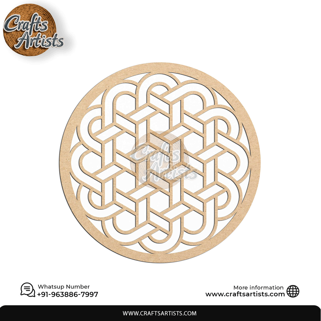 Luxury Round MDF Drink Coaster Set | Laser Cut Pattern Design-17