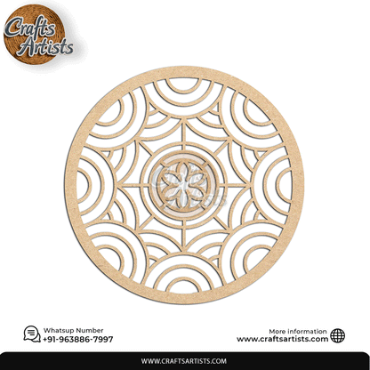 Luxury Round MDF Drink Coaster Set | Laser Cut Pattern Design-18