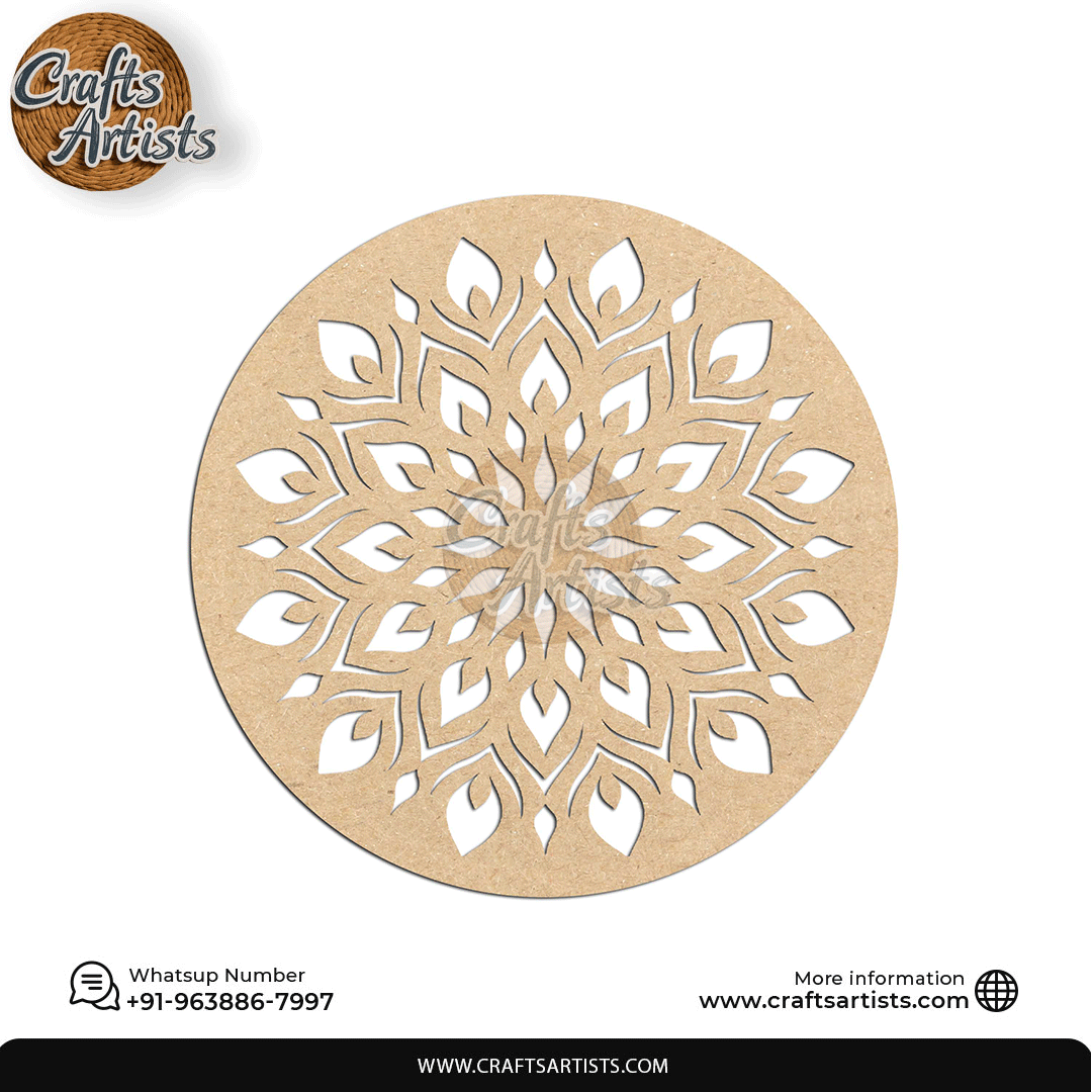 Luxury Round MDF Drink Coaster Set | Laser Cut Pattern Design-25