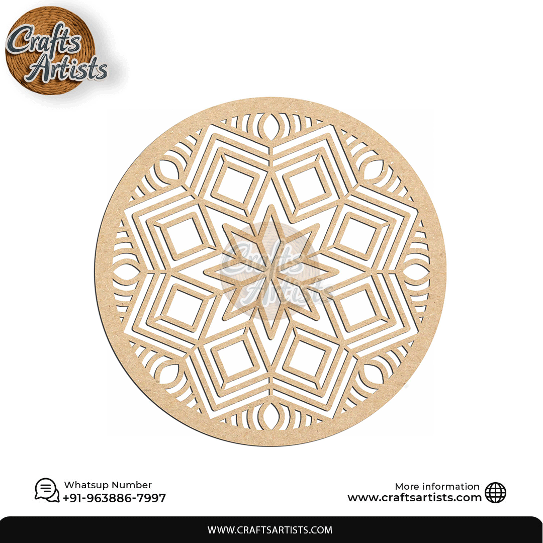 Luxury Round MDF Drink Coaster Set | Laser Cut Pattern Design-30