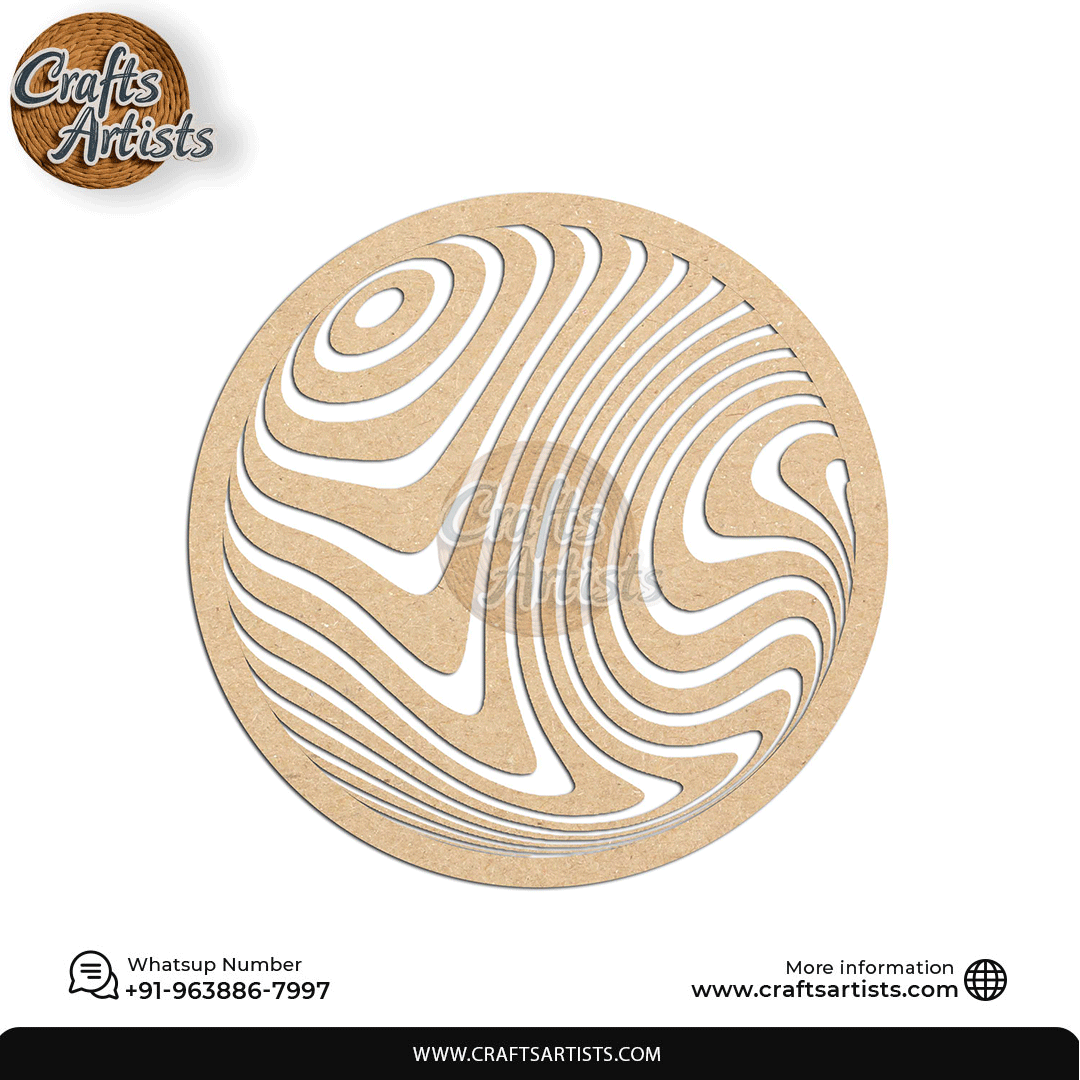 Luxury Round MDF Drink Coaster Set | Laser Cut Pattern Design-34