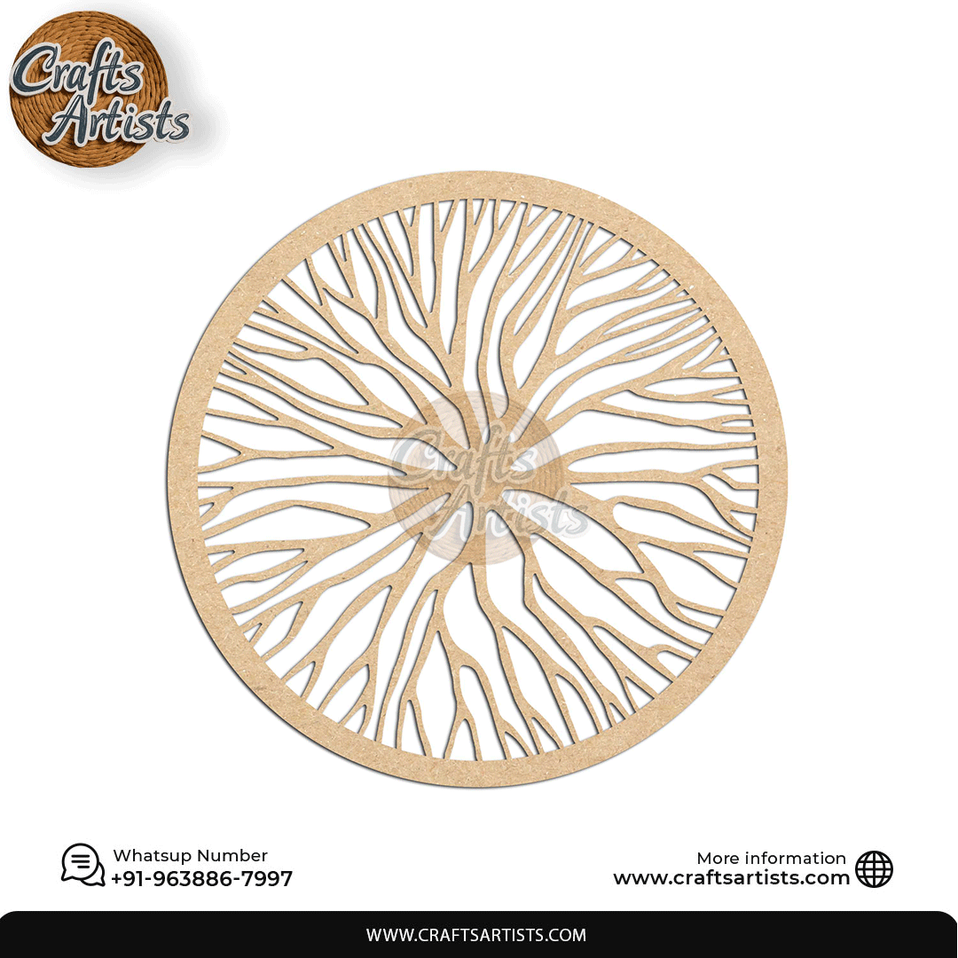 Luxury Round MDF Drink Coaster Set | Laser Cut Pattern Design-30