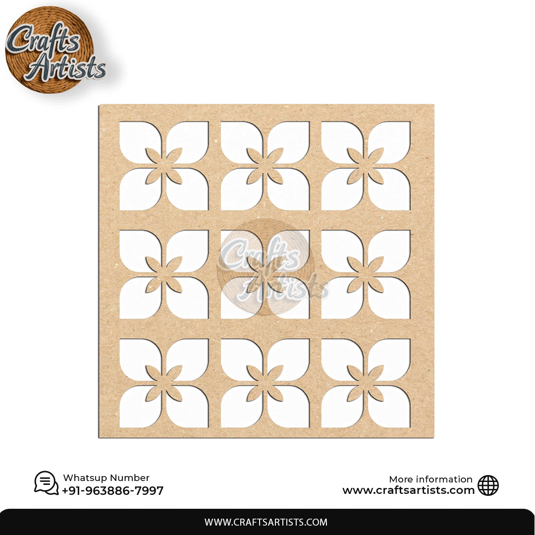 Luxury Square MDF Drink Coaster Set | Laser Cut Pattern Design-9