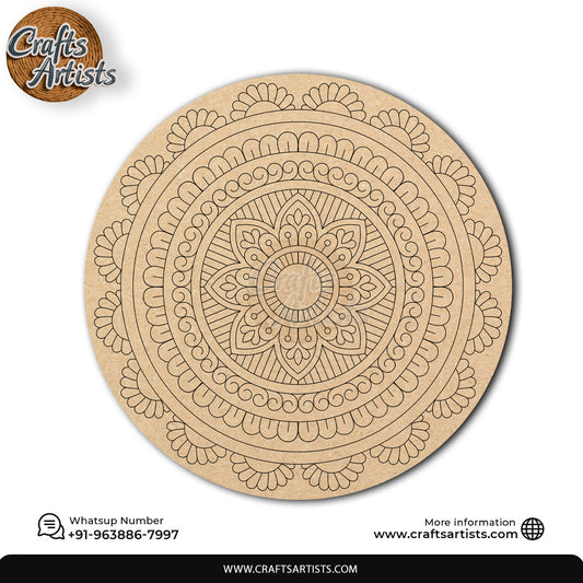 Mandala Premarked Round MDF Base Design 9