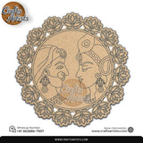 Radha Krishna Decorative MDF Cutout | Mandala Lotus Art Design-1