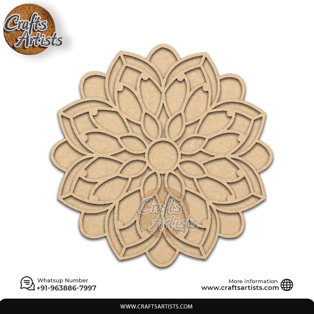 Rangoli Laser Cut Outs MDF | Elegant Floral Mandala Design-1