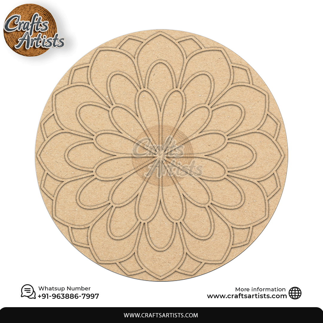 Rangoli Laser Cut Outs MDF | Elegant Floral Mandala Design-12