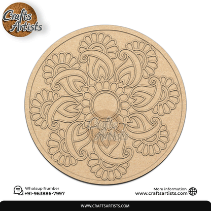 Rangoli Laser Cut Outs MDF | Elegant Floral Mandala Design-13