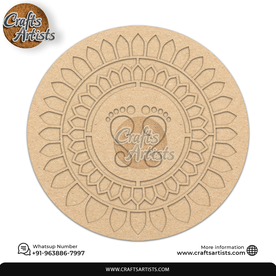 Rangoli Laser Cut Outs MDF | Elegant Floral Mandala Design-14