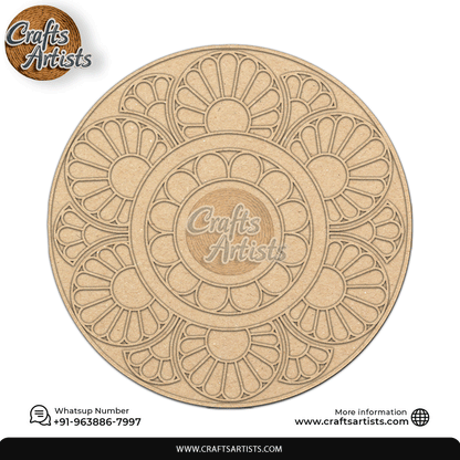 Rangoli Laser Cut Outs MDF | Elegant Floral Mandala Design-15