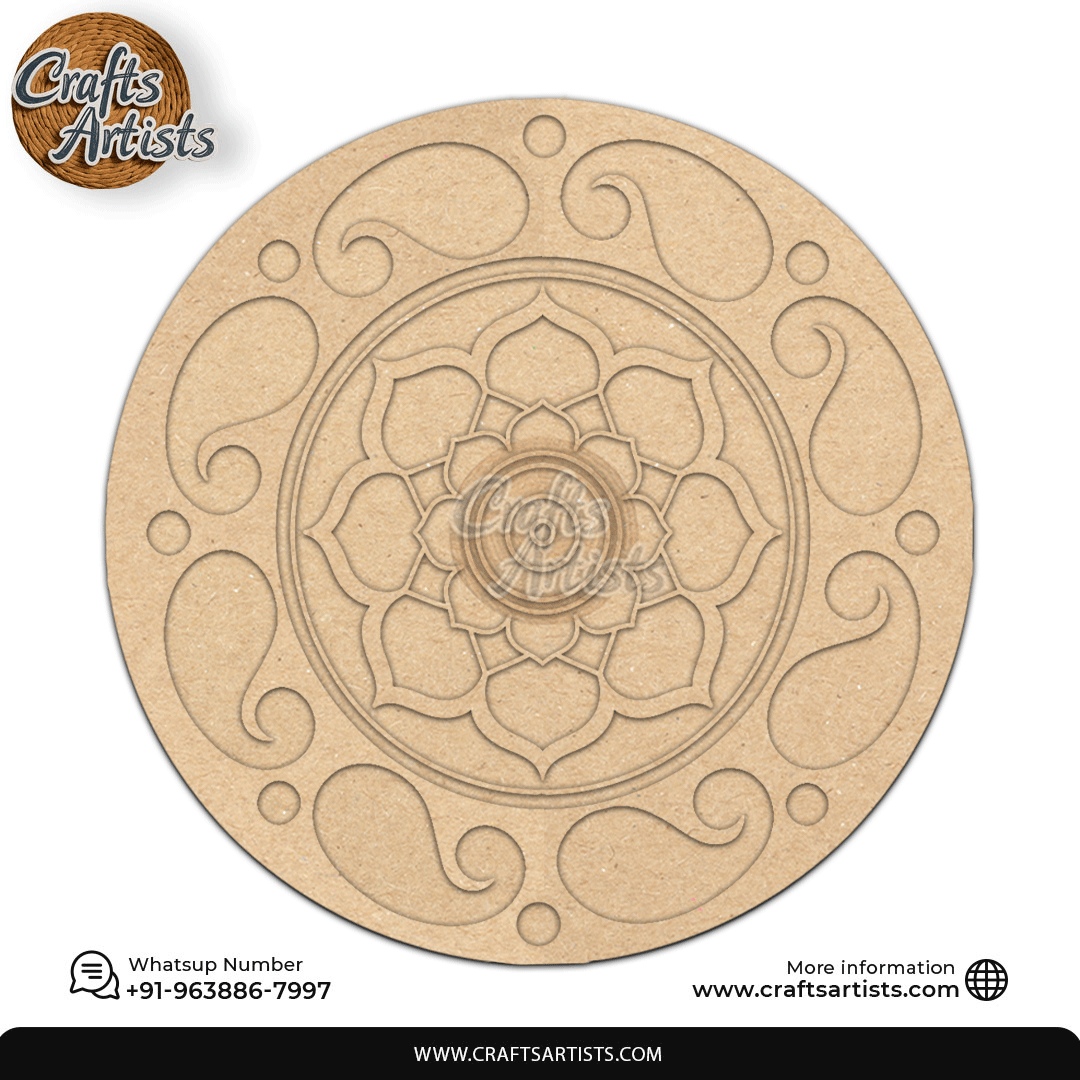 Rangoli Laser Cut Outs MDF | Elegant Floral Mandala Design-16