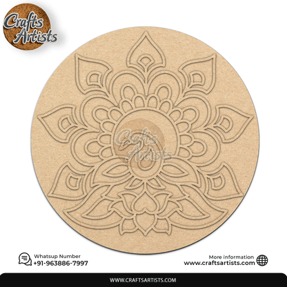 Rangoli Laser Cut Outs MDF | Elegant Floral Mandala Design-17