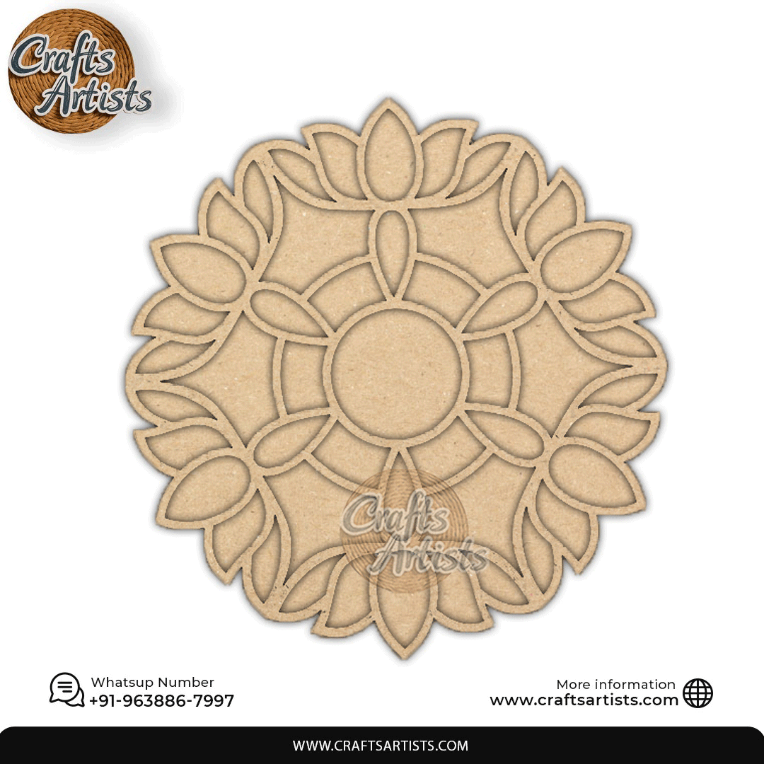 Rangoli Laser Cut Outs MDF | Elegant Floral Mandala Design-2