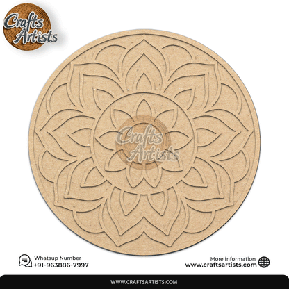 Rangoli Laser Cut Outs MDF | Elegant Floral Mandala Design-3