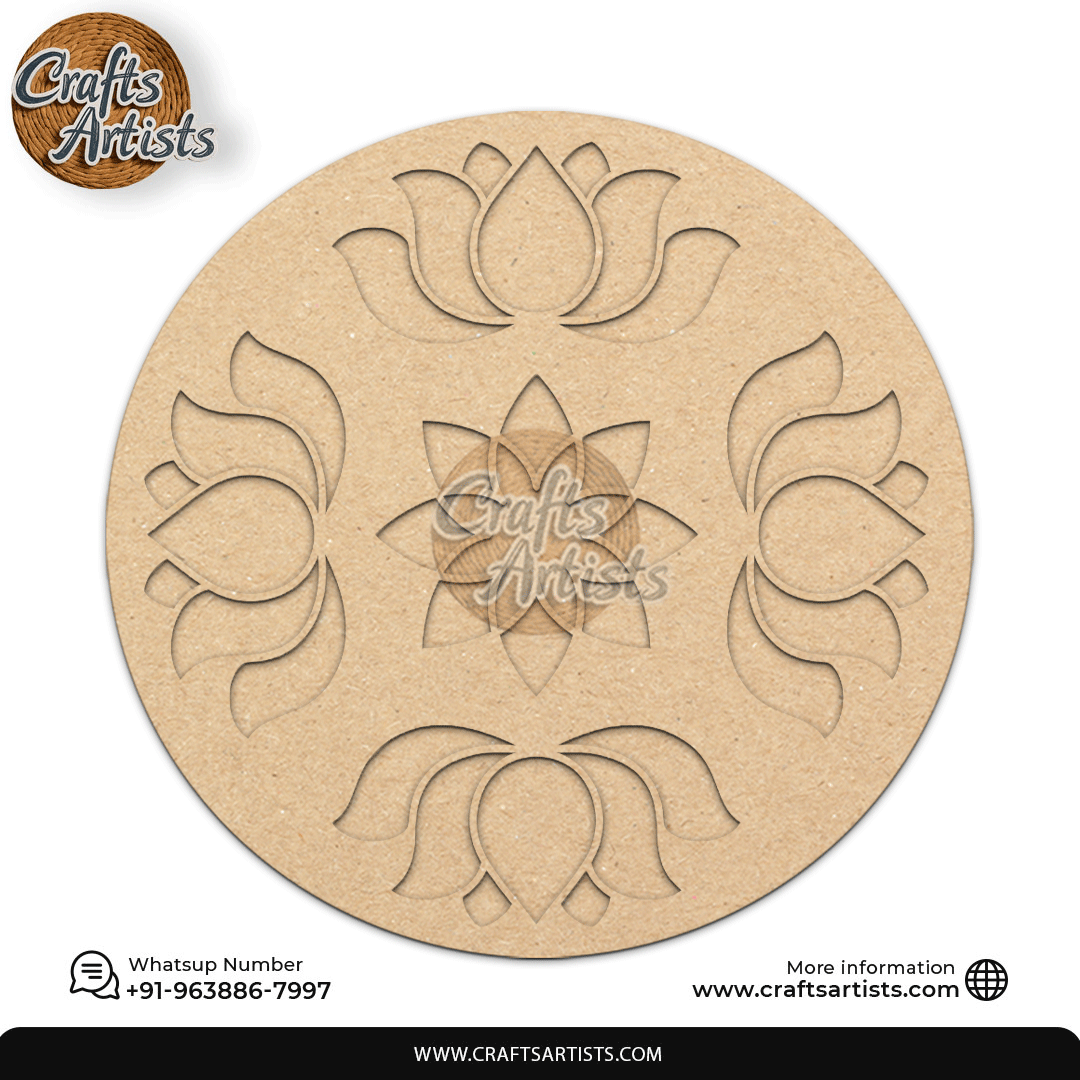 Rangoli Laser Cut Outs MDF | Elegant Floral Mandala Design-4