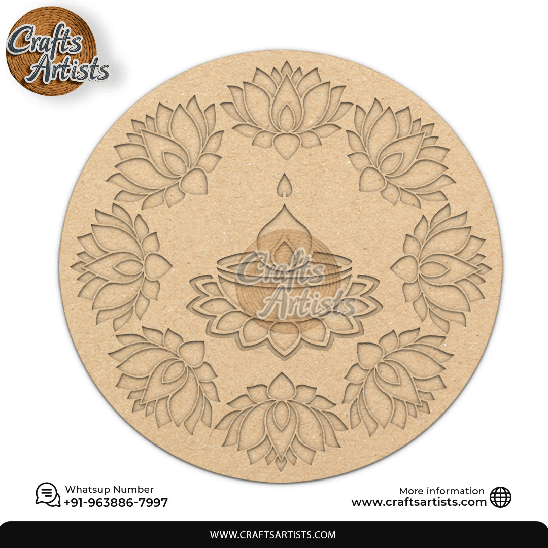 Rangoli Laser Cut Outs MDF | Elegant Floral Mandala Design-5