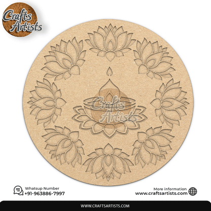 Rangoli Laser Cut Outs MDF | Elegant Floral Mandala Design-5