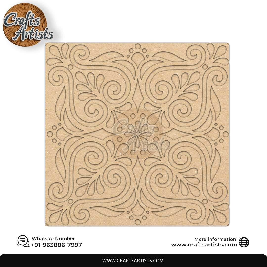 Rangoli Laser Cut Outs MDF | Elegant Floral Mandala Design-6